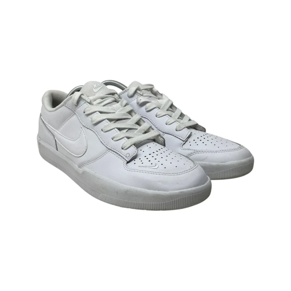 Nike Sneaker Men's Size 10 SB Force 58 Premium Triple White DH7505-100 Leather